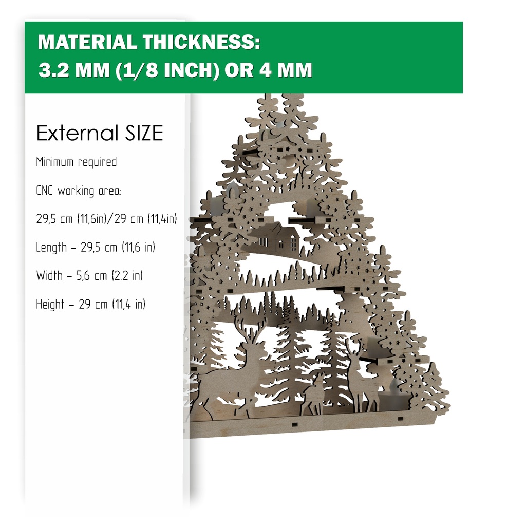 DXF, SVG files for laser Tea Candle holders, Centerpiece Tree, Illuminated Light Arch, Wood Schwibbogen, Winter forest, Material 3 or 4 mm