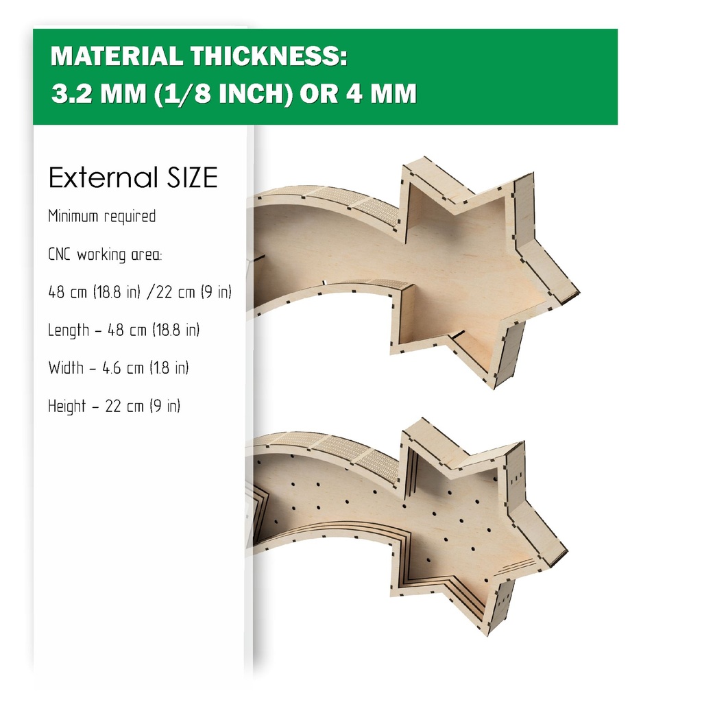 DIY Lightbox, Shadow Box Star of Bethlehem, DXF, SVG files for laser, two options, Template, Live hinge, Material 1/8'' (3 mm) or 4 mm