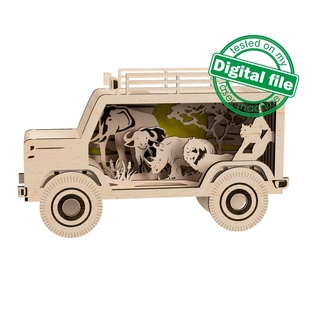DXF, SVG files for laser cut Safari. Big five African animals: elephant ...
