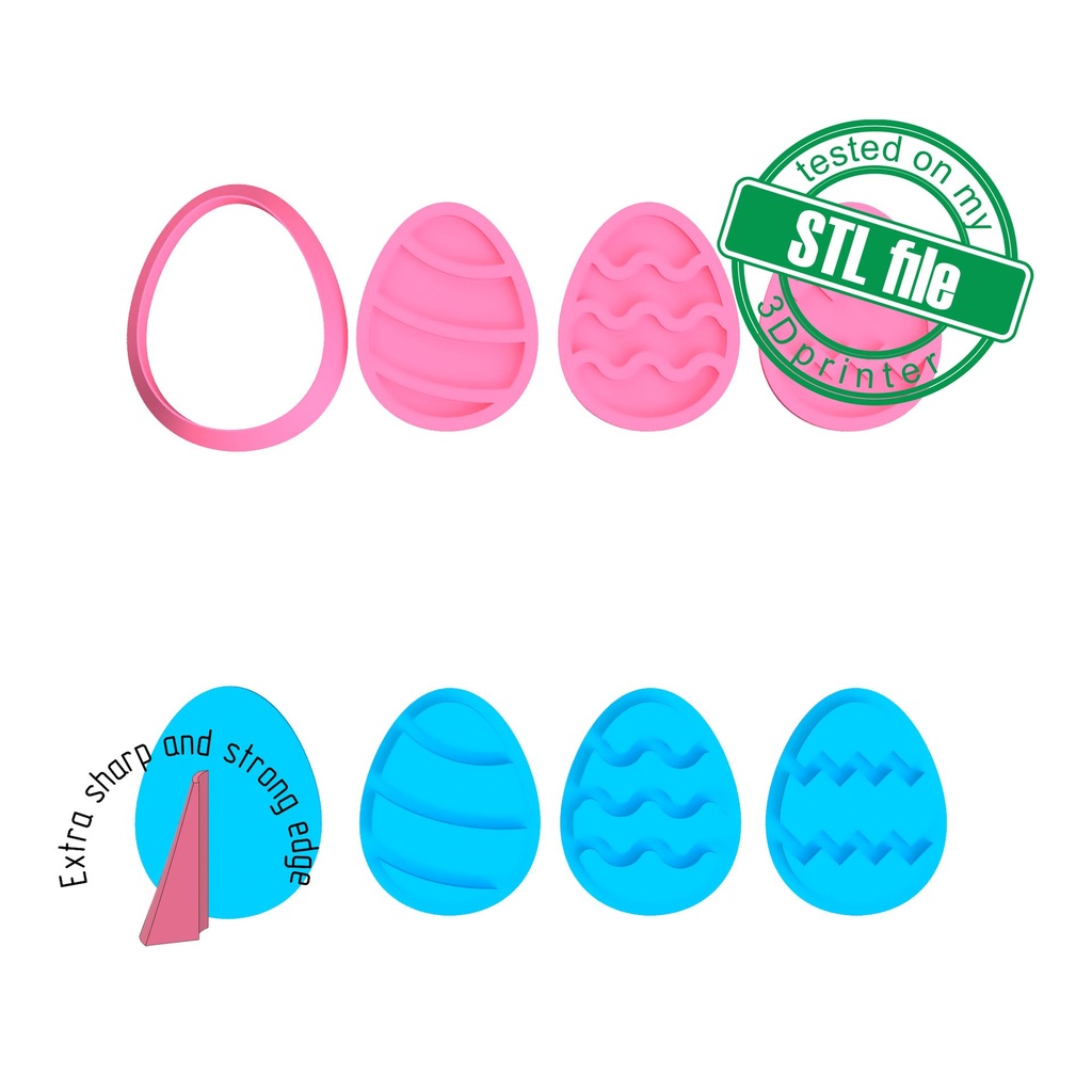 Basic Shapes Soft drop, egg, 3 Stamps, Digital STL File For 3D Printing, Polymer Clay Cutter, Easter (copy) (copy)