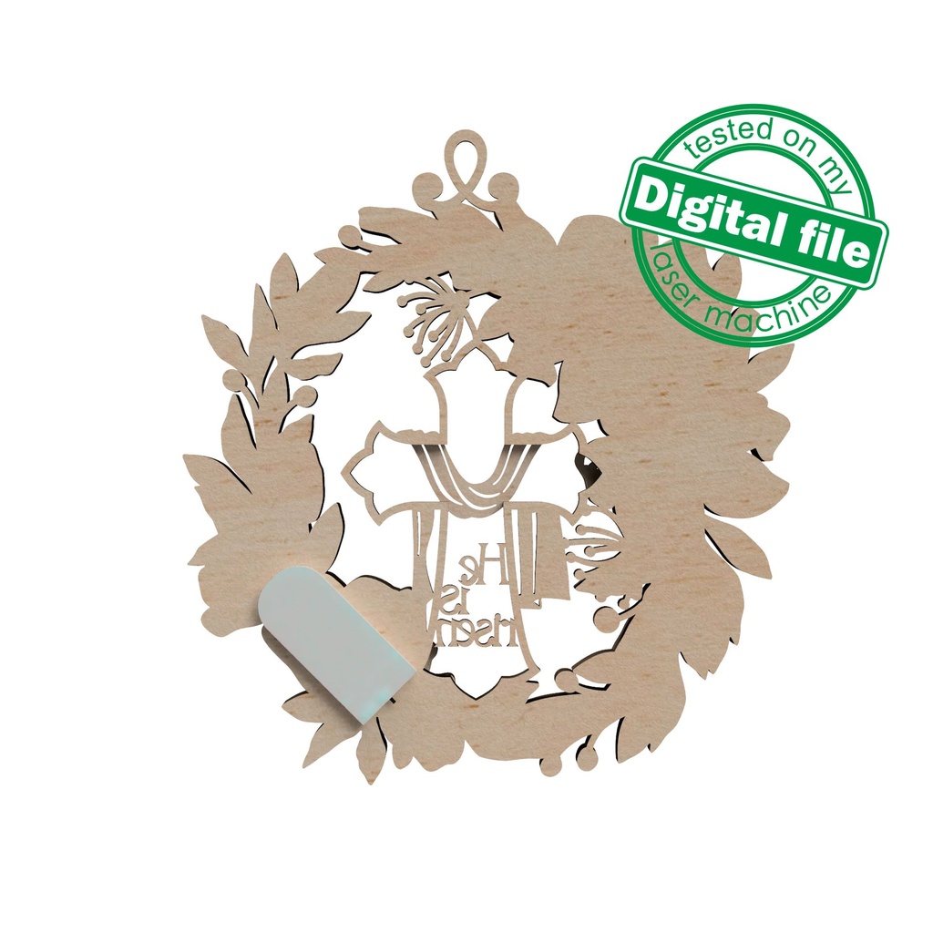 DXF, SVG files for laser Layered Wreath, Religious Easter, Spring Decor, Cross, Lilies, Rosehip Flowers, Door sign,material of any thickness