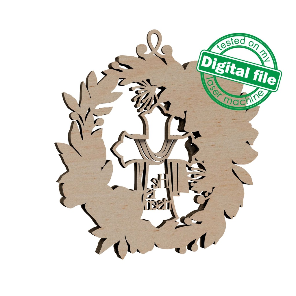 DXF, SVG files for laser Layered Wreath, Religious Easter, Spring Decor, Cross, Lilies, Rosehip Flowers, Door sign,material of any thickness