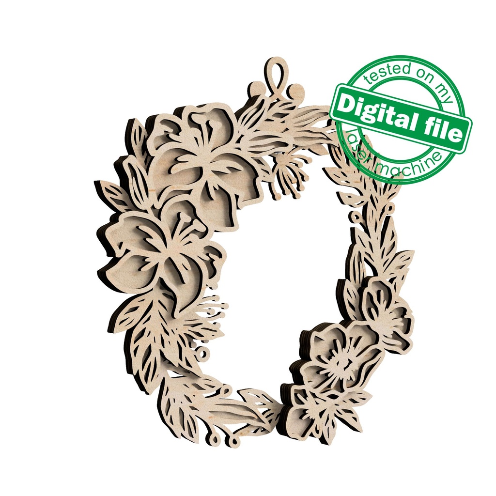 DXF, SVG files for laser Flower Wreath, 3 Options, Rabbit, Happy Easter ...