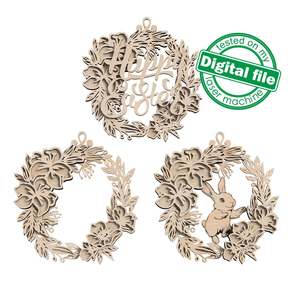 DXF, SVG files for laser Layered Wreath, Religious Easter, Spring Decor, Cross, Lilies, Rosehip Flowers, Door sign,material of any thickness (copy)