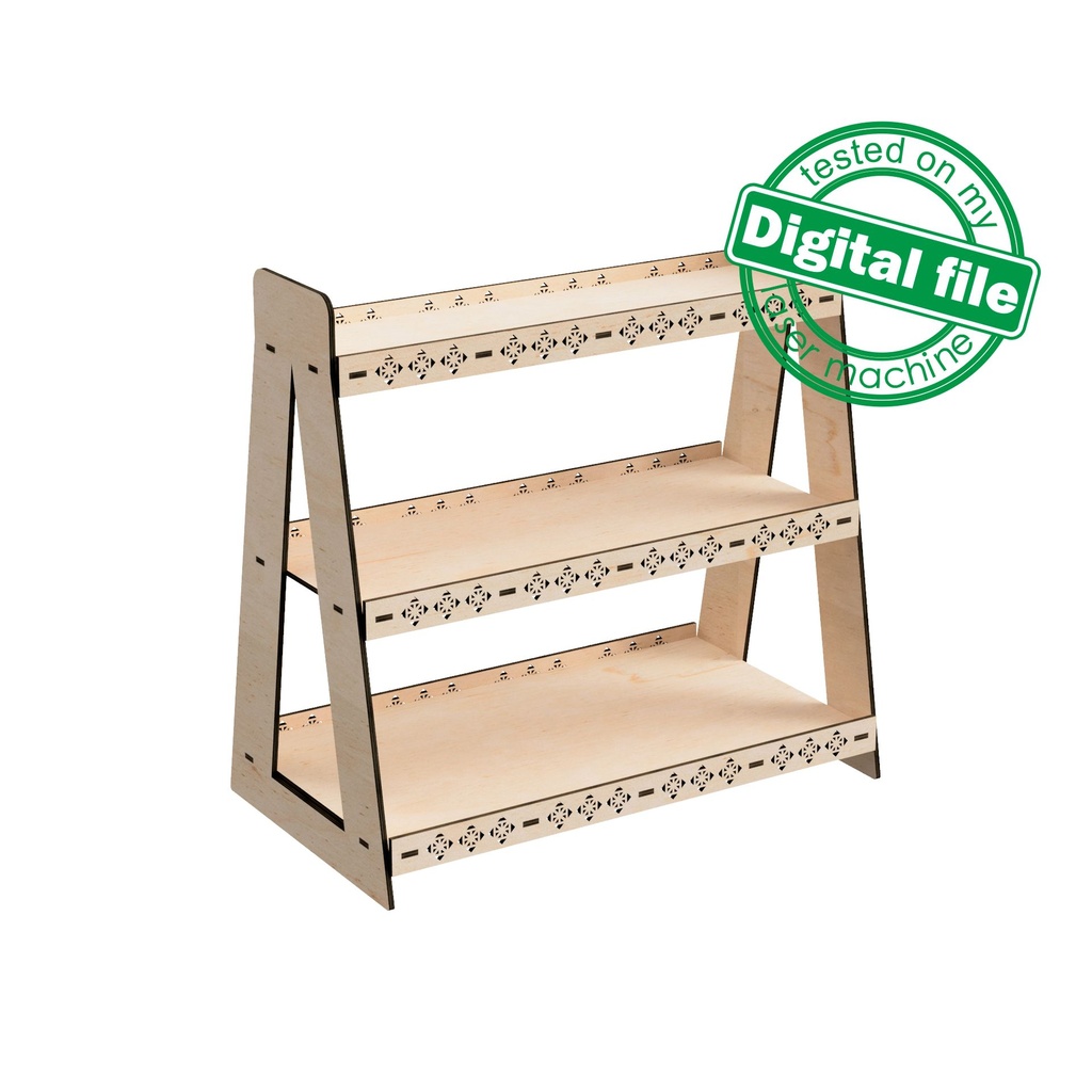 SVG, DXF Laser cut files Tiered Tray, Farmhouse Rectangular Open top 3-Shelf Tray, DIY Three tiered shelf, Material 1/8'' (3.2 mm)