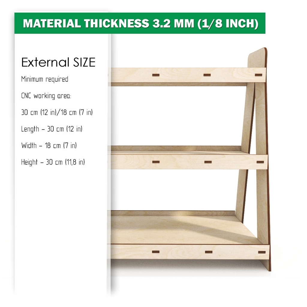 SVG, DXF Laser cut files Tiered Tray, Farmhouse Rectangular Open top 3-Shelf Tray, DIY Three tiered shelf, Material 1/8'' (3.2 mm)