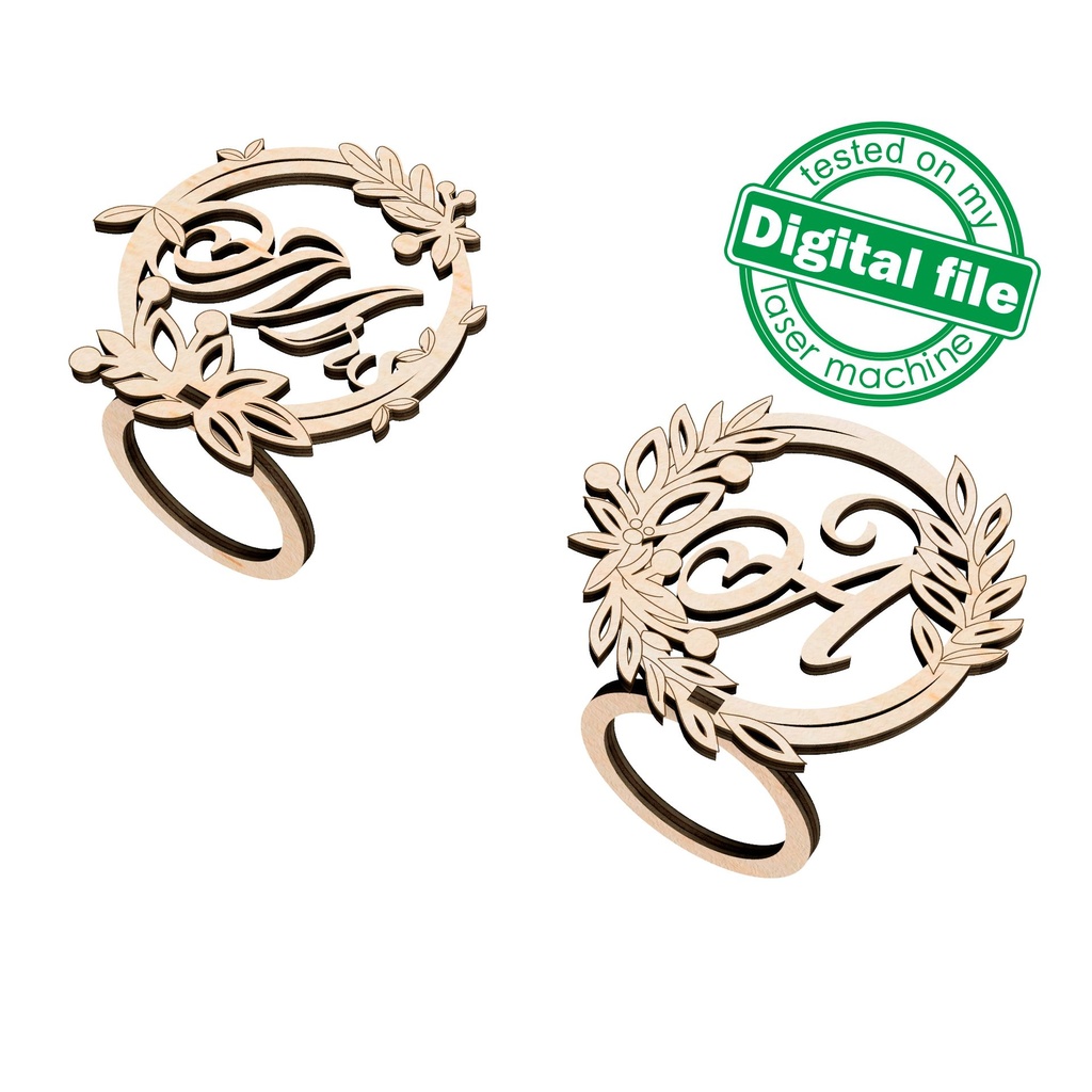 6 designs Napkin rings Svg Dxf Pdf Ai Cdr Formats, Laser Cut, Engraving, table setting, Valentine's day, Wedding decor, floral,leaves wreath