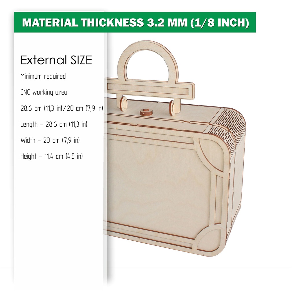DXF, SVG files for laser Retro Wooden Suitcase, Vintage Handmade clutch ...