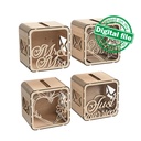 DXF, SVG files for laser Wedding card box, money box, Engagement Card Box, Wedding Decor, Piggy bank, door and lock, Material 1/8'' (3.2 mm)