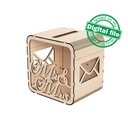 DXF, SVG files for laser Wedding card box, money box, Engagement Card Box, Wedding Decor, Piggy bank, door and lock, Material 1/8'' (3.2 mm)