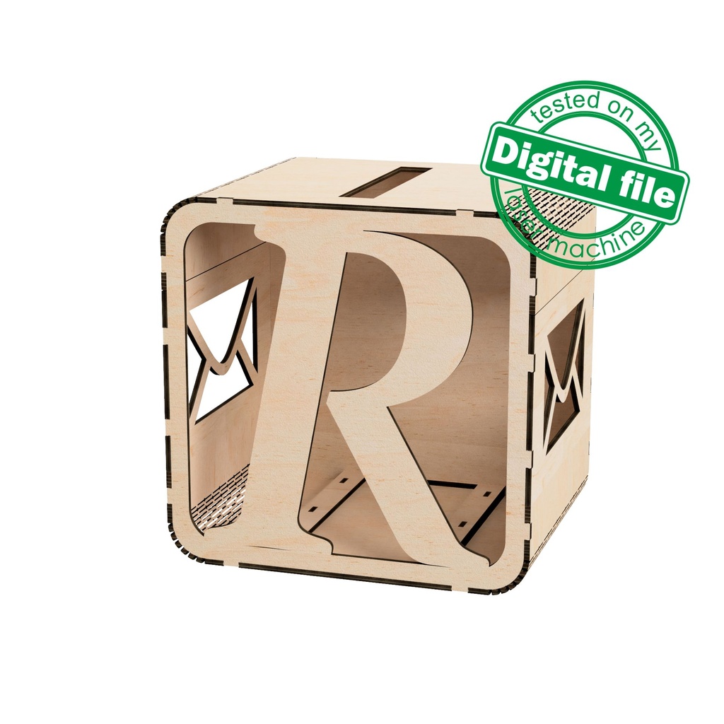 DXF, SVG files for laser Wedding card box, money box, Engagement Card Box, Wedding Decor, Piggy bank, door and lock, Material 1/8'' (3.2 mm)