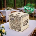 DXF, SVG files for laser Wedding card box, money box, Engagement Card Box, Wedding Decor, Piggy bank, door and lock, Material 1/8'' (3.2 mm)