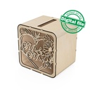 DXF, SVG files for laser Wedding card box, money box, Engagement Card Box, Wedding Decor, Piggy bank, door and lock, Material 1/8'' (3.2 mm)