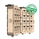 DXF, SVG file for laser Advent calendar Vintage Suitcase, Christmas bell with bow, snowflakes, holly night, poinsettia Plywood or MDF 3.2 mm
