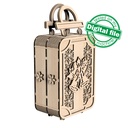 DXF, SVG file for laser Advent calendar Vintage Suitcase, Christmas bell with bow, snowflakes, holly night, poinsettia Plywood or MDF 3.2 mm