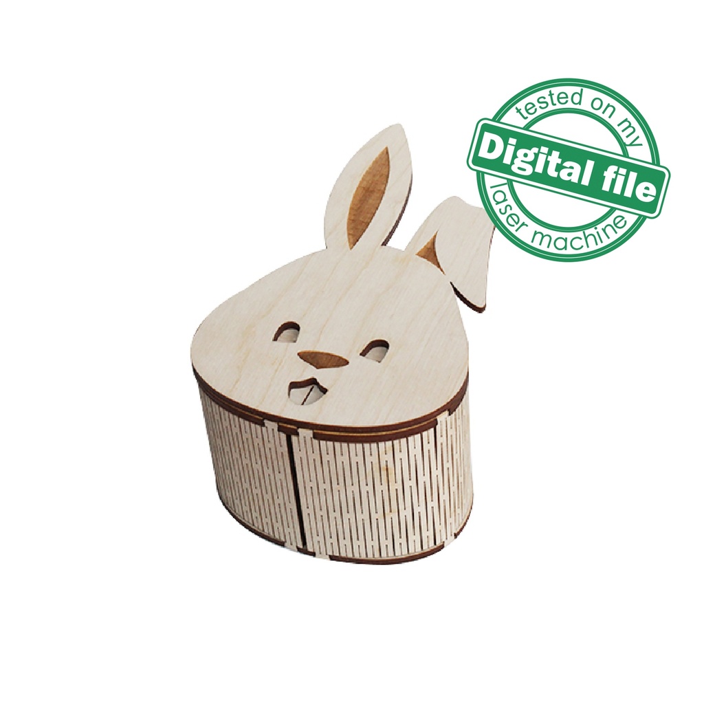 DXF, SVG files for laser Easter gift box Bunny, flexible plywood, tooth fairy box, Glowforge, Material thickness 1/8 inch (3.2 mm)
