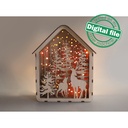 DXF, SVG files for laser Light box Deers in the forest, Shadow box, Light-up Christmas, Glowforge, Material thickness 1/8 inch (3.2 mm)