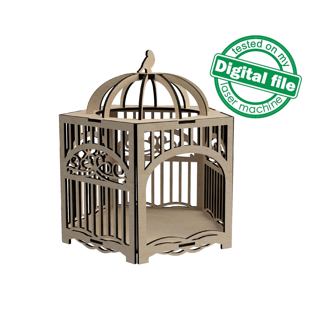 DXF, SVG files for laser Decorative french wooden bird cage, Wedding decor, Glowforge ready, Material thickness 3.2 mm (1/8 inch)