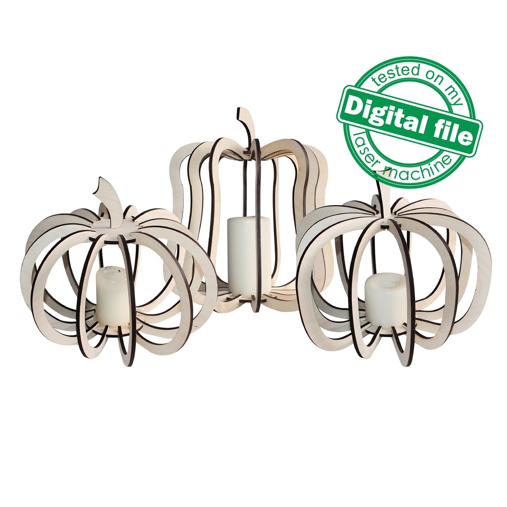 DXF, SVG files for laser Wooden Pumpkin Lanterns, Fall Decoration, Harvest 3D Puzzle, 3 Different Design, Glowforge, Material 6 or 4 mm