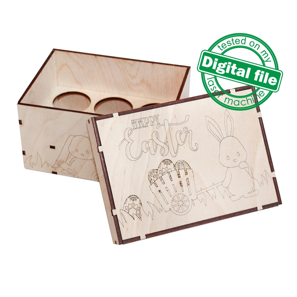 DXF, SVG files for laser Easter gift eggs box, outline for coloring,craft with children, Happy Easter DIY, Glowforge,Material 1/8'' (3.2 mm)