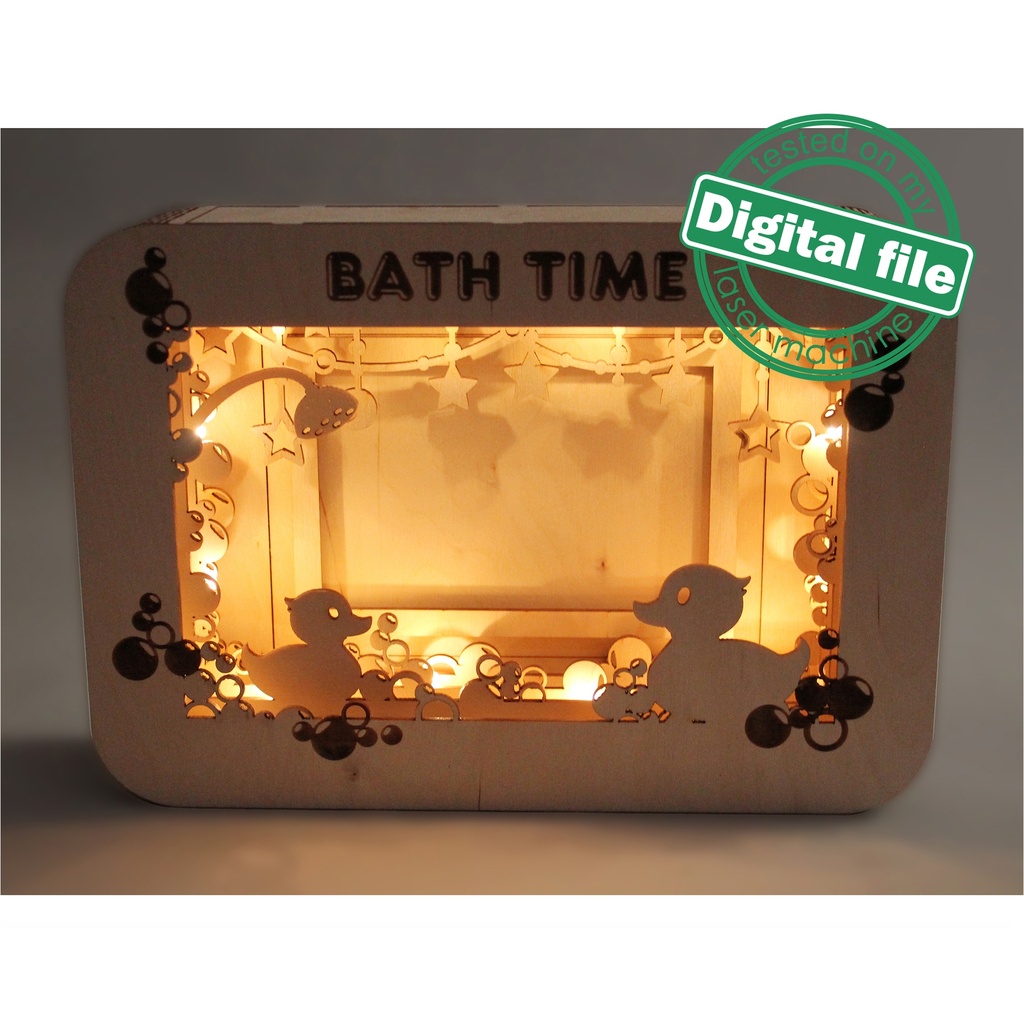 DXF, SVG files for laser Light box Kids Photo Frame, Photo lamp, Bath Time, Nursery decor, Material thickness 1/8 inch (3.2 mm)