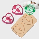 Love Combo #2, Heart Lock and Heart Key, Digital STL File For 3D Printing, Polymer Clay Cutter, Earrings, 2 different designs