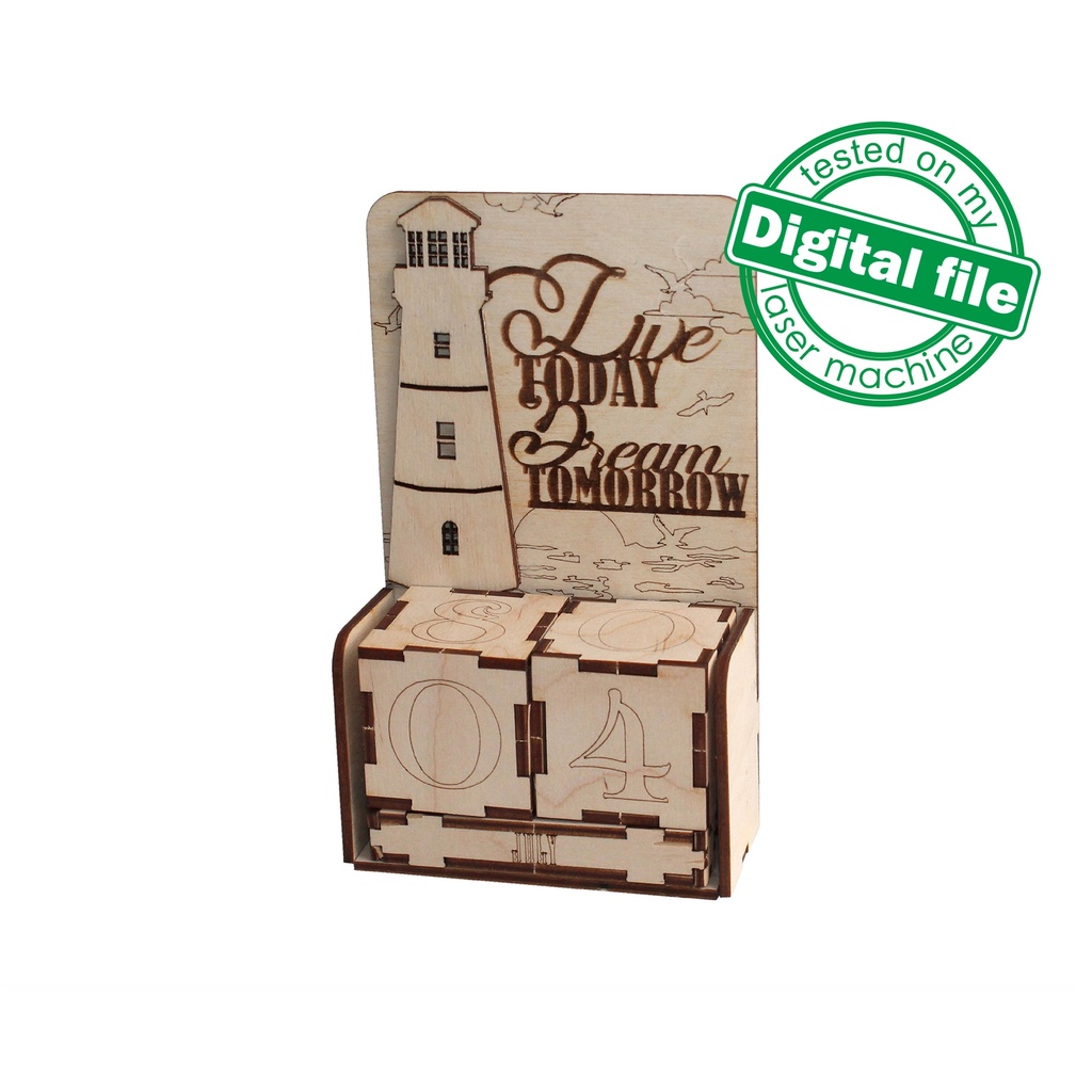 DXF, SVG file for laser Wooden Advent calendar Live today, Perpetual calendar, Christmas countdown, Days until Christmas, Material 3.2 mm