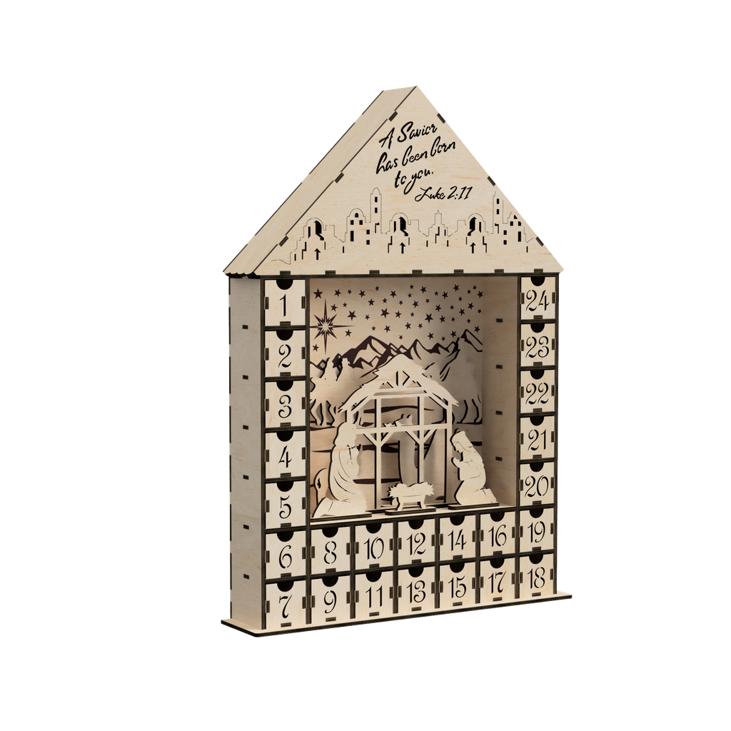 DXF, SVG files for laser 24 days before Christmas Advent calendar The Savior has been born to you, Mary, Joseph, Nativity scene, wise men