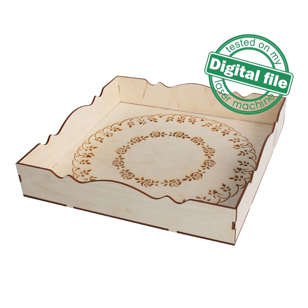 DXF, SVG files for laser Tray Roses, Candy bar decor, Glowforge, Two different material thickness 3.2 / 6.4 mm