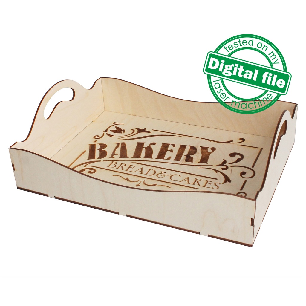 DXF, SVG files for laser Tray, Engraved sign Bakery, Bread, Cakes, Candy bar decor, Glowforge, Two different material thickness 3.2 / 6.4 mm