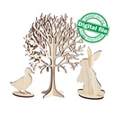 DXF, SVG files for laser Easter decoration Duck, Bunny Rabbit, Tree, 2 Different Sizes, Glowforge, Decoration idea, Material 3.2 mm (1/8'')