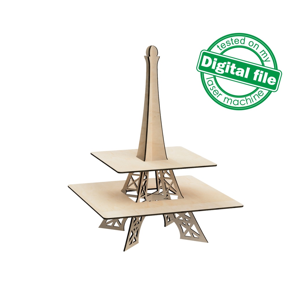 DXF, SVG files for laser Candy bar stand for cupcakes, Paris Collection, Tower Eiffel, Glowforge, Two material thickness 3.2 / 6.4 mm