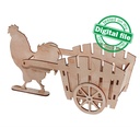 DXF, SVG Files for Laser Easter Decor, Rooster Pulling a Cart, Egg Hunt, Vector Projects, Glowforge, Material Thickness 1/8" (3.2mm)