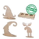 DXF, SVG files for laser Christmas decor set, Moose, Trees, Scandinavian style tea light candle holder, Material thickness 1/8 inch (3.2 mm)