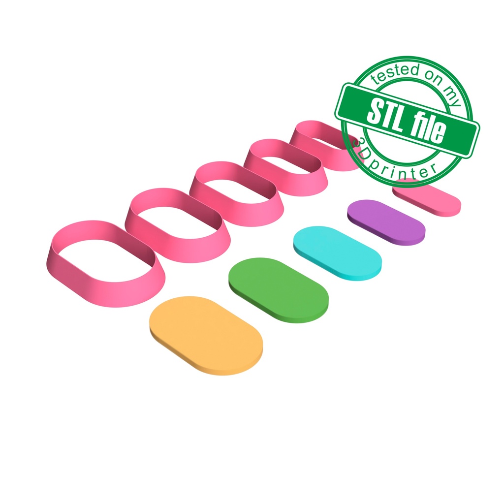 Basic Shapes Huggie Hoop Oval, 5 Sizes, Very strong edge, robust design, Digital STL File For 3D Printing, Polymer Clay Cutter, Earrings