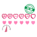 Valentine Heart stamps, Conversation #3, 6 designs, Digital STL File For 3D Printing, Polymer Clay Cutter, Earrings,Cookie,sharp,strong edge