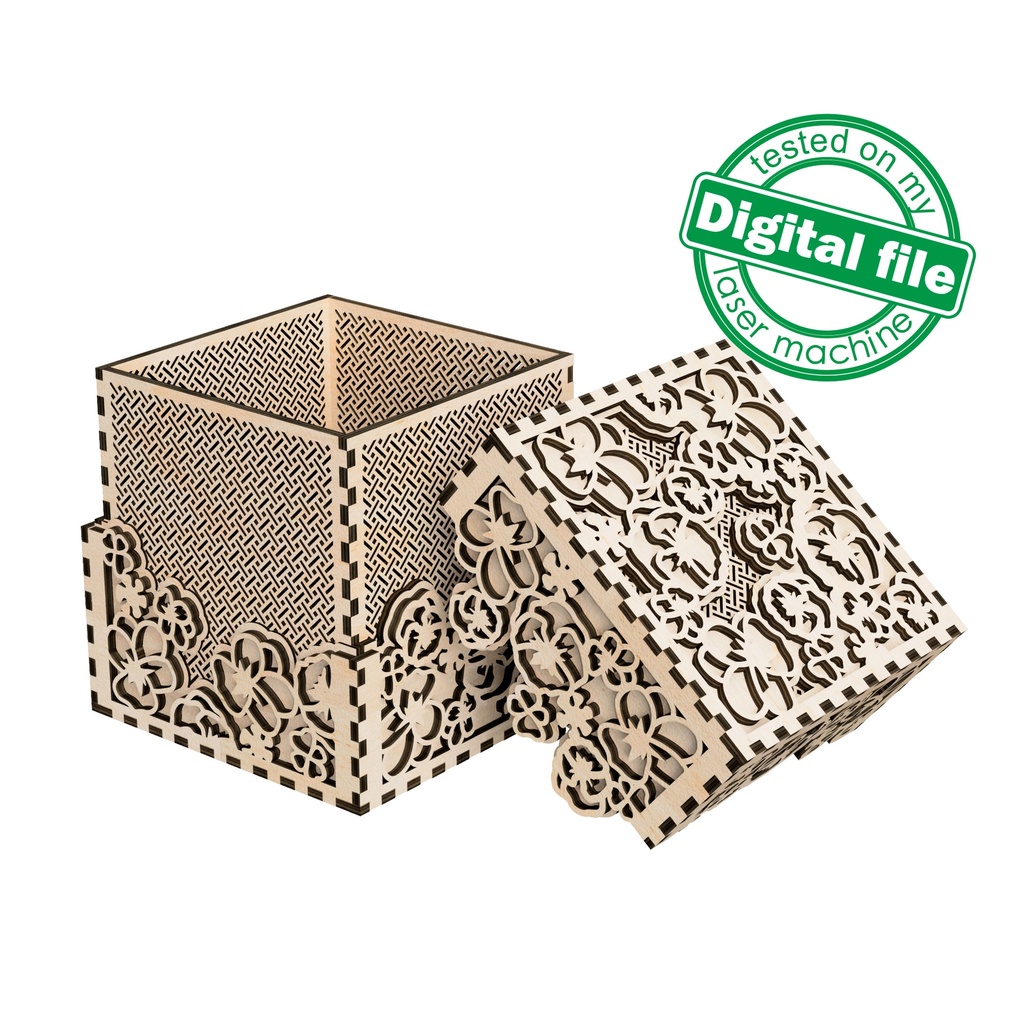 DXF, SVG files for laser Multilayered Flower box, Wedding decor, Gift, St Valentines day, Storage Box, Glowforge, Material 1/8'' (3.2 mm)