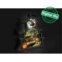 DXF, SVG files for laser Light Halloween Decor, Haunted House, Pumpkins, Scary Trees, Graveyard, Old Castle, Crow, Glowing moon