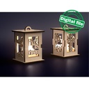 DXF, SVG files for laser Tiny tea light candle lantern, Cross, He is risen,Easter,spring decor,2 designs,door opens,Material 1/8'' (3.2 mm)