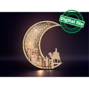 DXF, SVG files for laser Light-Up Crescent Moon, Bethlehem star, Nativity scene baby jesus, Christmas Ornament, Layered Ornament pattern