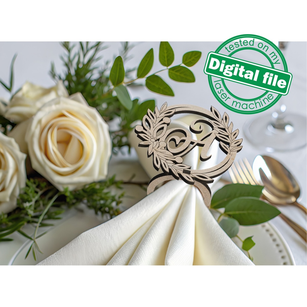 6 designs Napkin rings Svg Dxf Pdf Ai Cdr Formats, Laser Cut, Engraving, table setting, Valentine's day, Wedding decor, floral,leaves wreath