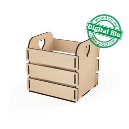 [0177768] DXF, SVG files for laser slatted box, wooden storage crate, craft tools box, Vector project, Glowforge, Material thickness 1/8 inch (3.2 mm)