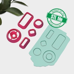 [2002289] Geometric Combo #7, Digital STL File For 3D Printing, Polymer Clay Cutter, Earrings, 5 different designs