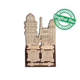 [00186768] DXF, SVG file for laser Wooden Advent calendar Paris, Perpetual calendar, Christmas countdown, Days until Christmas, Plywood or MDF 3.2 mm