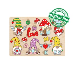 [00187674] DXF, SVG, PDF files for laser cut Puzzle, Paint your own Gnomes, Ready to paint, Kids craft and activity, Montessori puzzles diy, engraving