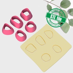 [2002445] Organic Combo #20, Gemstone, Digital STL File For 3D Printing, Polymer Clay Cutter, Earrings, 5 different designs
