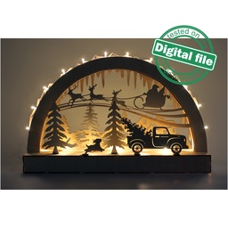 [00187528] DXF file for laser Large Wooden Decoration Electrically Illuminated Light Arch,Wood Schwibbogen, Centerpiece, Light-up Christmas, SVG, PDF