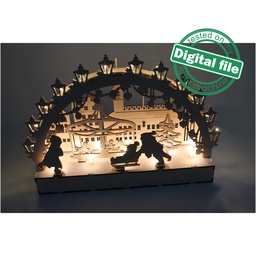 [00187532] DXF file for laser Wooden Decoration Electrically Illuminated Light Arch,Wood Schwibbogen, Centerpiece, Light-up Christmas, SVG, PDF