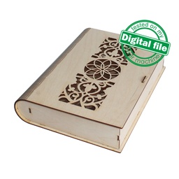 [0184007] DXF, SVG files for laser Gift Book Oriental pattern, living hinge, flexible plywood, Glowforge, Material thickness 1/8 inch (3.2 mm)