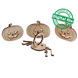 [0184157] DXF, SVG files Halloween Spider and Pumpkins napkin rings, 4 different designs, Table setting, Material thickness 1/8 inch (3.2 mm)